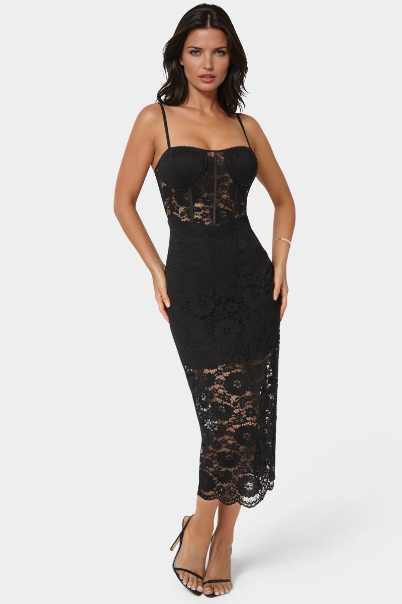 Lace Corset Midi Dress