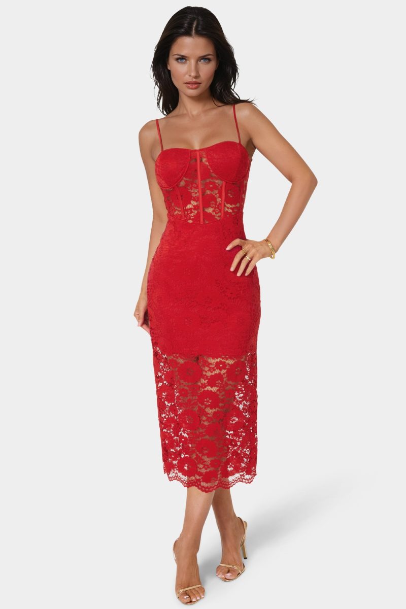 Lace Corset Midi Dress