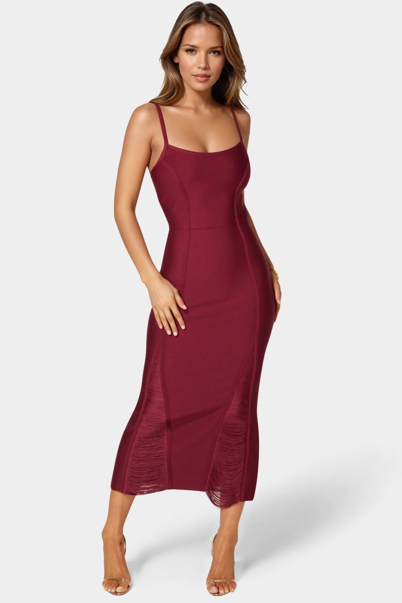 Fringed Bandage Midi Dress