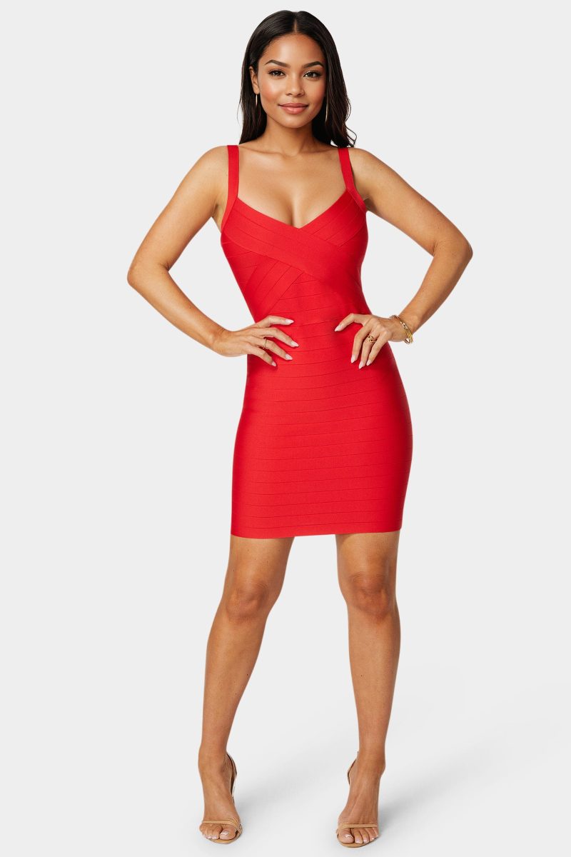 V-Neck Strap Bandage Dress