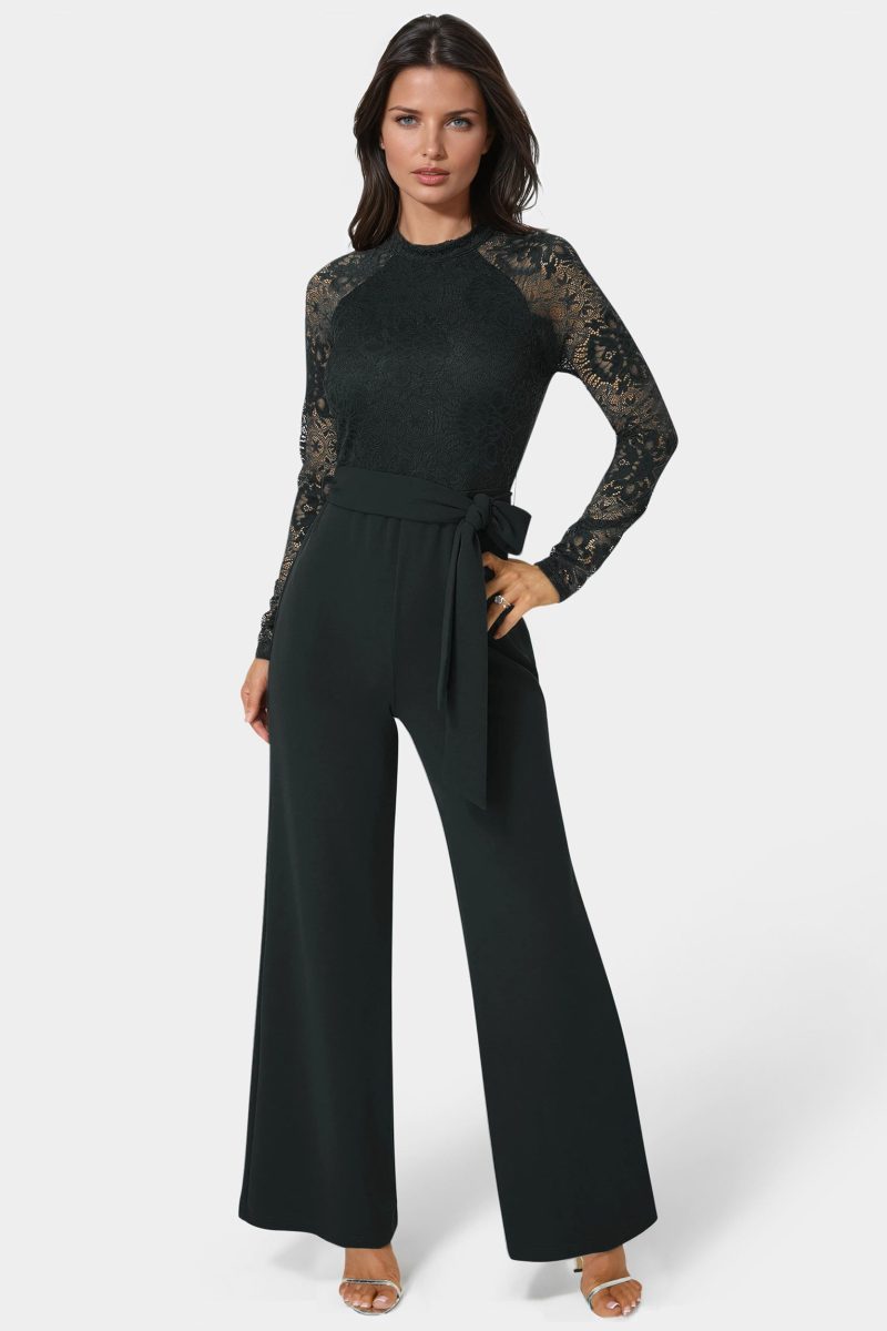 Lace Bodice Straight Leg Jumpsuit