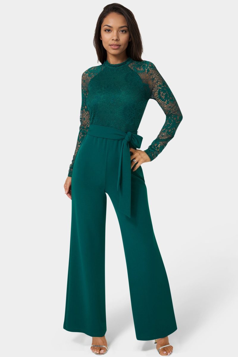 Lace Bodice Straight Leg Jumpsuit