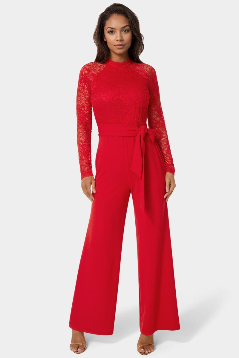 Lace Bodice Straight Leg Jumpsuit