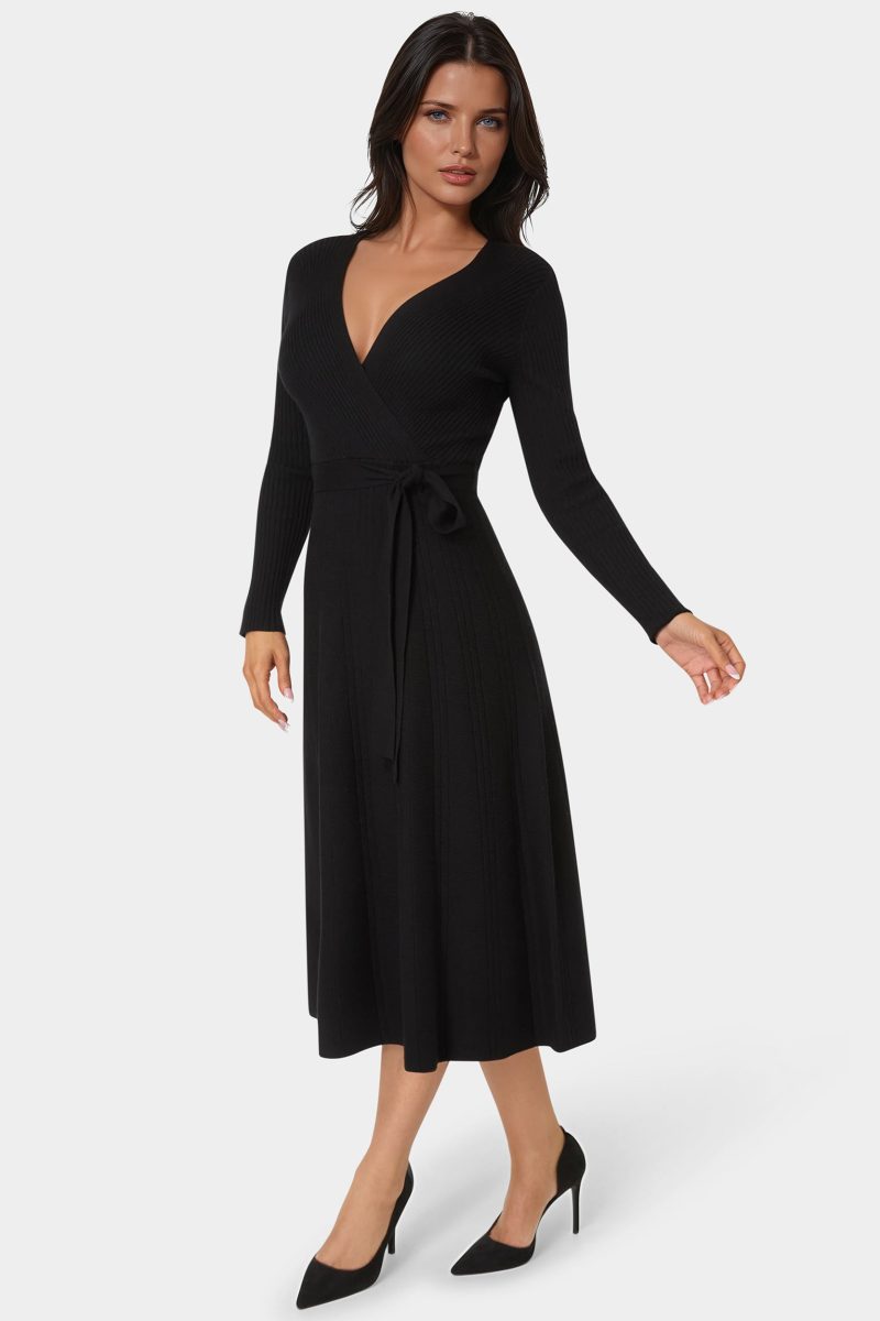 Fit and Flare Midi Sweater Dress