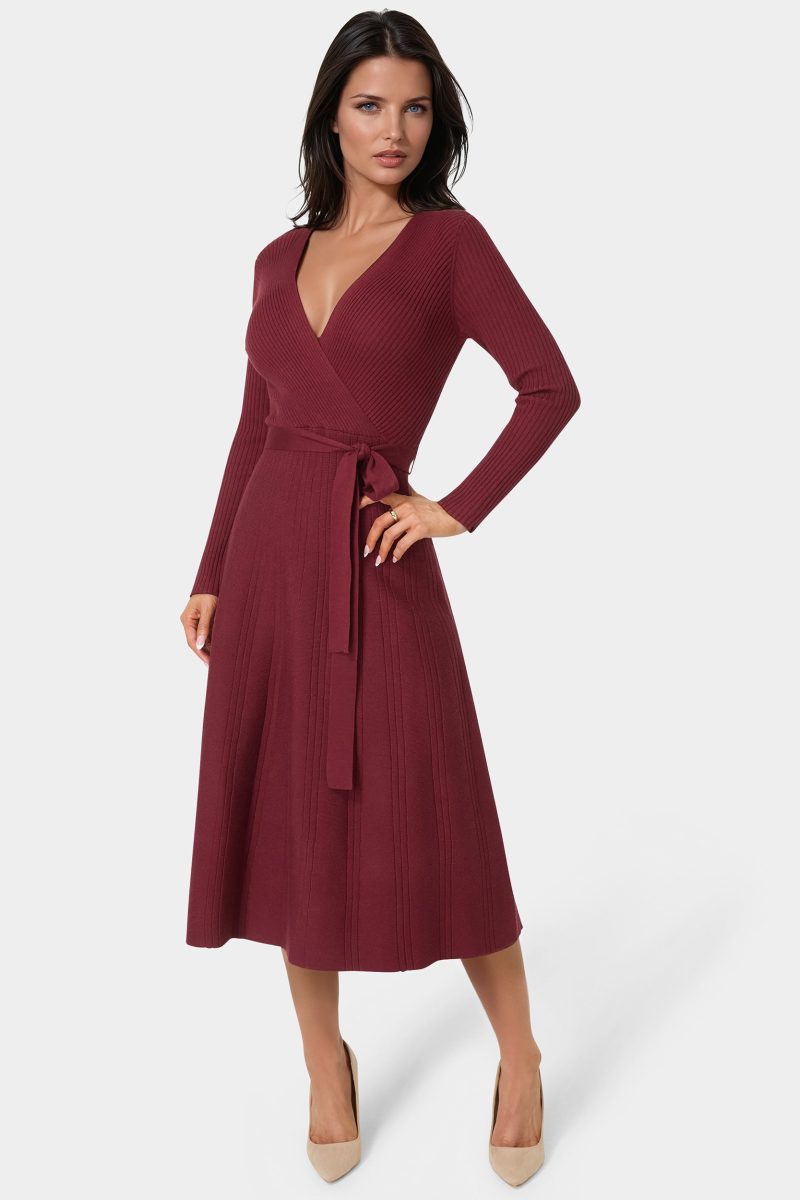 Fit and Flare Midi Sweater Dress