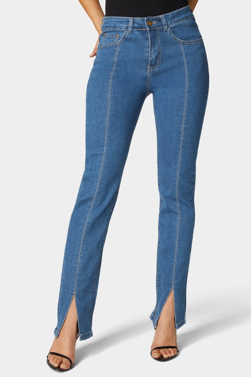 High Rise Bootleg With Hem Slit Jean