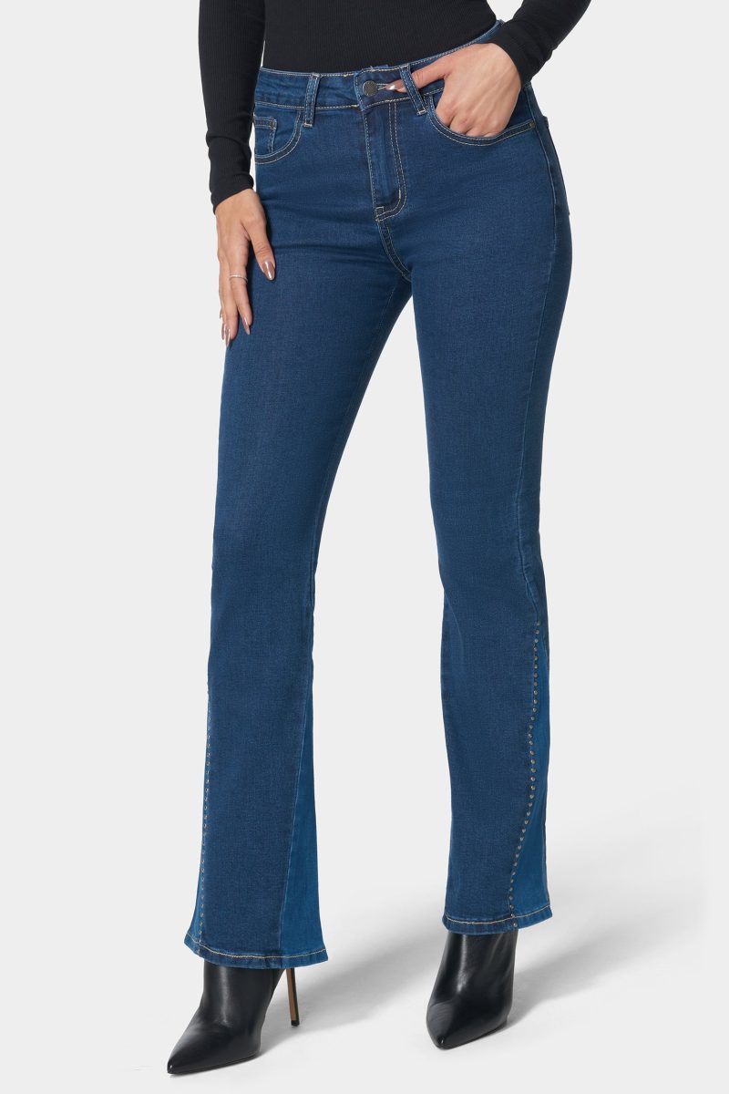 V Flare Jean With Rhinestones