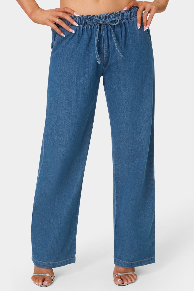 Open Leg Chambray Pant