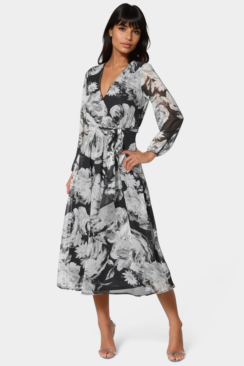 Surplice Chiffon Midi Dress