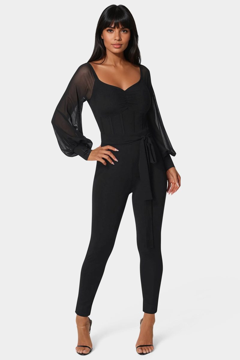 Mesh Off Shoulder Catsuit